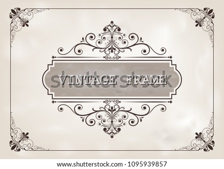 decorative frame in vintage style with beautiful filigree and retro border for premium invitation cards or luxury certificate on ancient background, ornament vector