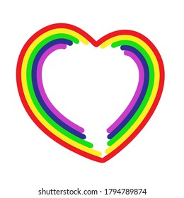 Decorative frame for web cards. Rainbow concept in shape of hand drawn heart. Vector eps 10