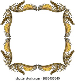 Decorative frame of wheat. Vector illustration