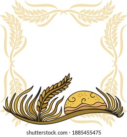 Decorative frame of wheat. Vector illustration