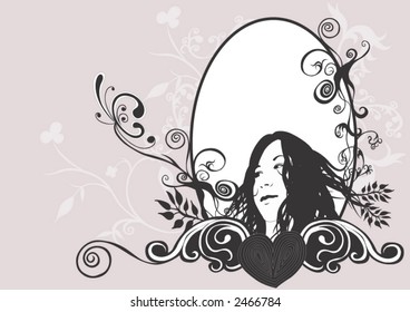 Decorative frame and a woman's face