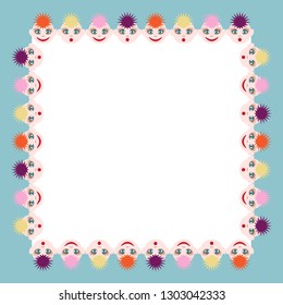 Decorative frame of women's faces with fashionable hairstyles. It is possible to apply your text. Vector illustration. EPS10