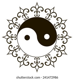 Decorative frame with yin yang symbol