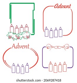 decorative frames with 4 advent candles - vector illustration