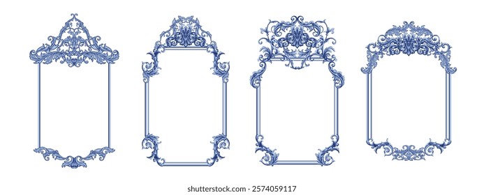 Decorative frames in Baroque style, intricate vector design	
