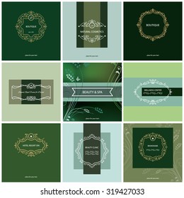 Decorative frames. Beauty logo templates set.