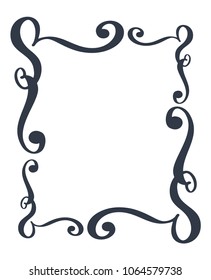 Decorative frames and border standard rectangle hand drawn flourish separator Calligraphy designer elements. Vector vintage wedding illustration Isolated on white background