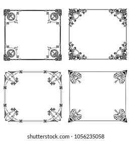 Decorative frames and borders backgrounds vintage design elements set
