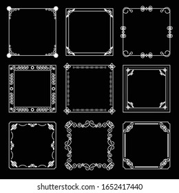 Decorative frames and borders backgrounds vintage design elements set