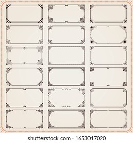 Decorative frames and borders rectangle 2x1 proportions set 5