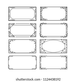 Decorative frames and borders rectangle proportions, greeting card set