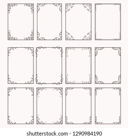 Decorative frames and borders rectangle proportions set