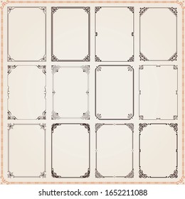 Decorative frames and borders rectangle proportions set 8