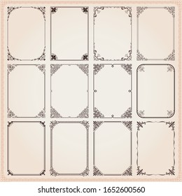 Decorative frames and borders rectangle proportions set 9