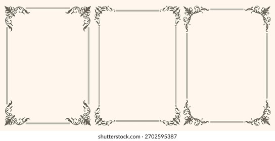 Dekorative Rahmen und Rahmen Rechteck Proportionen Vintage Rahmen für Zertifikat, Hochzeitseinladung, Briefkopf, Menü.