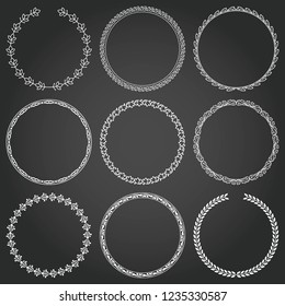 Decorative frames and borders round backgrounds vintage design elements set 