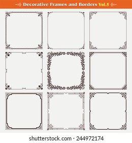 Decorative frames and borders set 5 vector