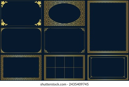 Decorative frames and borders set golden luxurious ornate decor ornamental decorative elements collection vector design