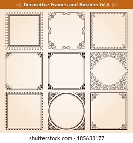 Decorative frames and borders set vector