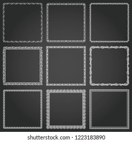 Decorative frames and borders square backgrounds vintage design elements set 