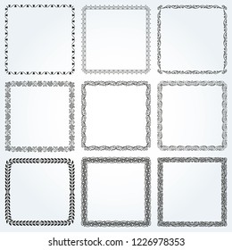 Decorative frames and borders square backgrounds vintage design elements set 