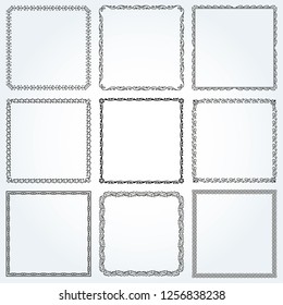 Decorative frames and borders square backgrounds vintage design elements set 