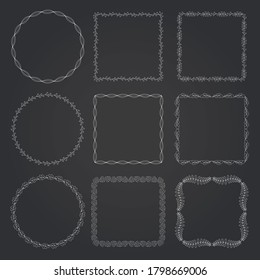 Decorative frames and borders square backgrounds vintage design elements set