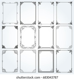 Decorative frames and borders square backgrounds vintage design elements set 2 vector