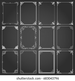 Decorative frames and borders square backgrounds vintage design elements set 2 vector