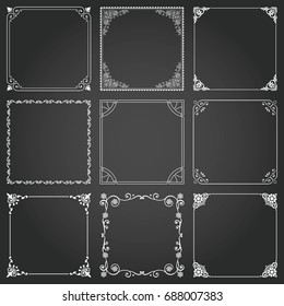 Decorative frames and borders square backgrounds vintage design elements set 2