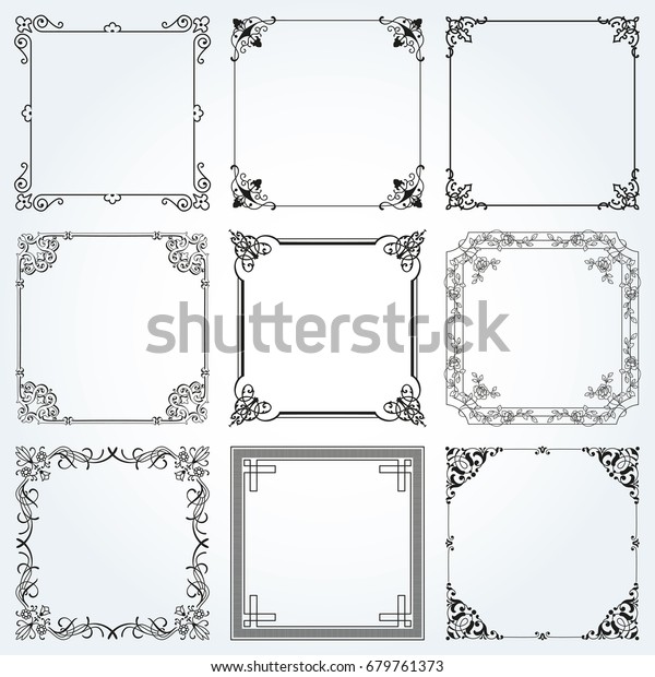 Decorative Frames Borders Square Backgrounds Vintage Stock Vector ...