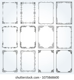 Decorative frames and borders standard rectangle proportions backgrounds vintage design elements set 2