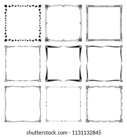 Decorative frames and borders standard rectangle. art vintage design elements set vector illustration.