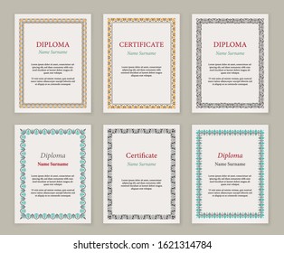 Decorative frames and borders. Standard rectangle proportions. Vintage design vector set.