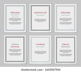 Decorative frames and borders. Standard rectangle proportions. Vintage design vector set. 