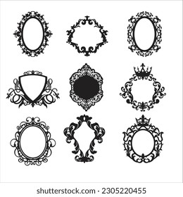 Decorative frames and borders standard rectangle proportions backgrounds vintage design elements set vector illustration