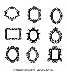 Decorative frames and borders standard rectangle proportions backgrounds vintage design elements set vector illustration