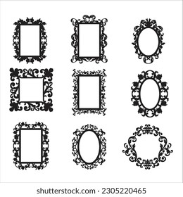 Decorative frames and borders standard rectangle proportions backgrounds vintage design elements set vector illustration