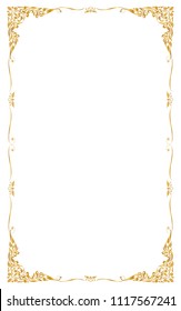 Decorative frames and borders, Thai style, Golden frame on white background, Vector illustration