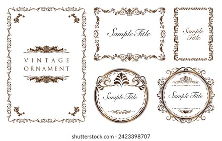 Marcas y bordes decorativos, conjunto vectorial vintage.