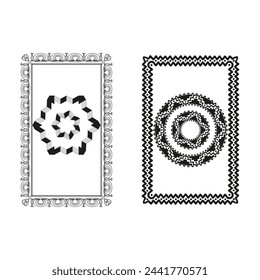 Marcos decorativos con motivos centrales. Patrones ornamentales y geométricos. Elegantes diseños de bordes. Ilustración vectorial. EPS 10.