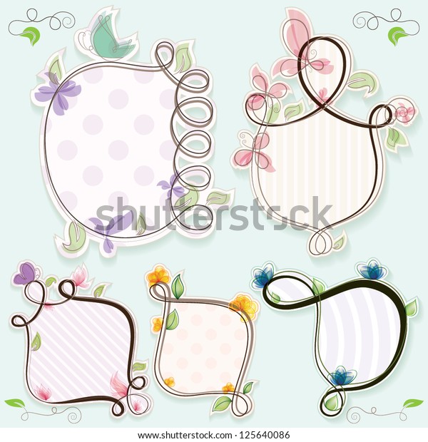 Decorative frames with flowers. Vintage labels.\
Vector set