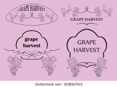 decorative frames with grape for grape harvest - vector set for event