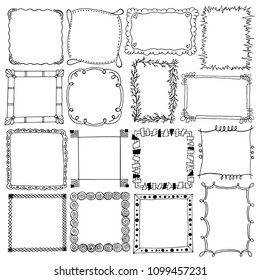 Decorative frames, ornament, black and white sketches hand drawing, design elements, vector illustration