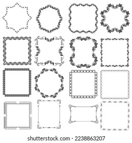 Decorative frames. Retro ornamental frame, vintage rectangle ornaments and ornate border. Decorative wedding frames, antique museum picture borders or deco devider. Isolated icons vector set