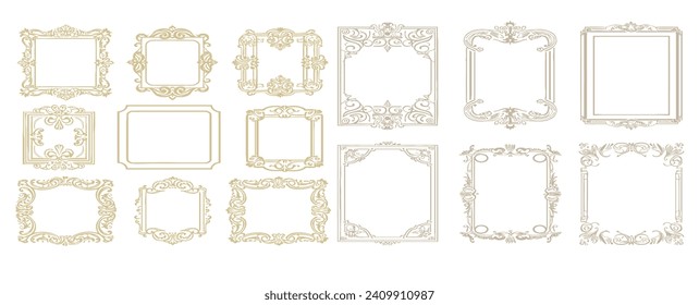 Marcos decorativos. Marco ornamental retro. Un conjunto de plantillas de ilustraciones vectoriales aisladas