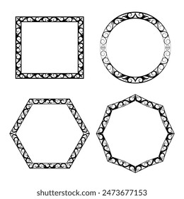 Decorative frames. Retro ornamental frame of different shapes. Decorative wedding frames, antique museum picture borders or deco divider.