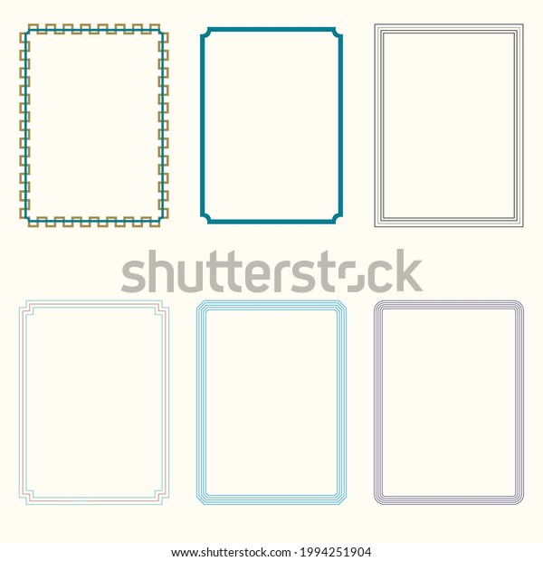 Decorative frames. Retro ornamental frame, vintage\
rectangle ornaments and ornate border. Decorative wedding frames,\
antique museum picture borders or deco devider. Isolated icons\
vector set