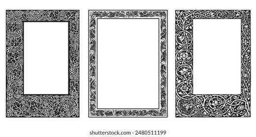 Decorative frames retro ornamental, vintage square ornaments and ornate border vector set