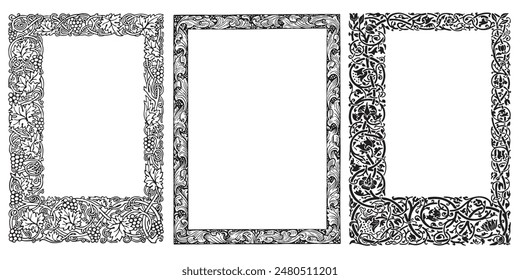 Decorative frames retro ornamental, vintage square ornaments and ornate border vector set